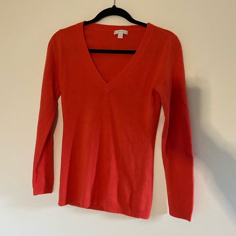 #44 New York and Company V-neck sweater color orange size XS